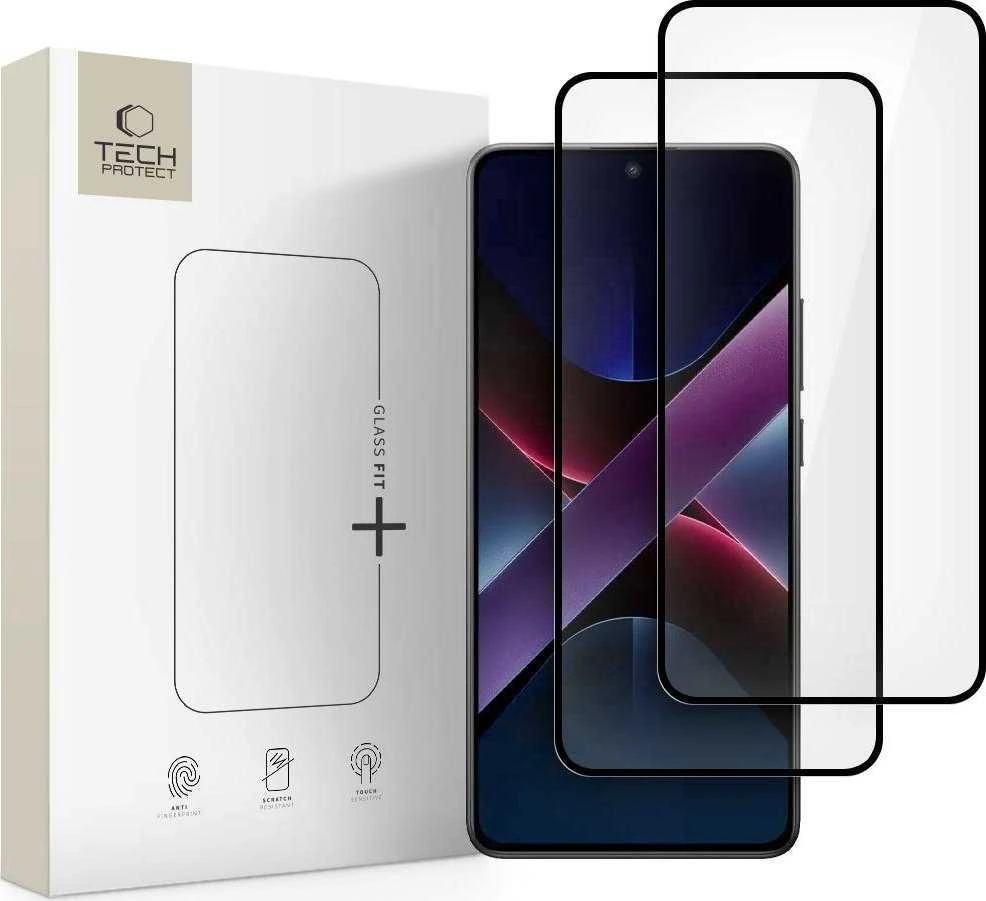LCD apsauginis stikliukas Tech-Protect Glass Fit+ 2 vnt. Xiaomi Poco X7 Pro juodas