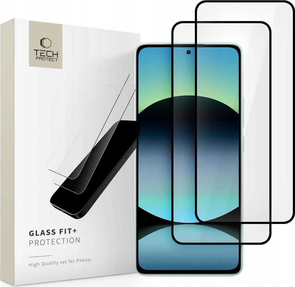 Spigen Tech-Protect Glass Fit +2 vnt. apsauginis stiklas for Xiaomi Redmi Note 14 4G / 5G – juodos spalvos