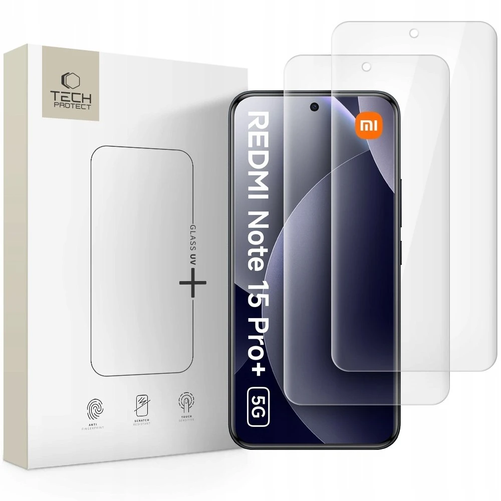 Apsauginis stiklas Tech-Protect GLASS UV+ 2-pack Xiaomi Redmi Note 15 Pro+ Plus 5G skaidrus