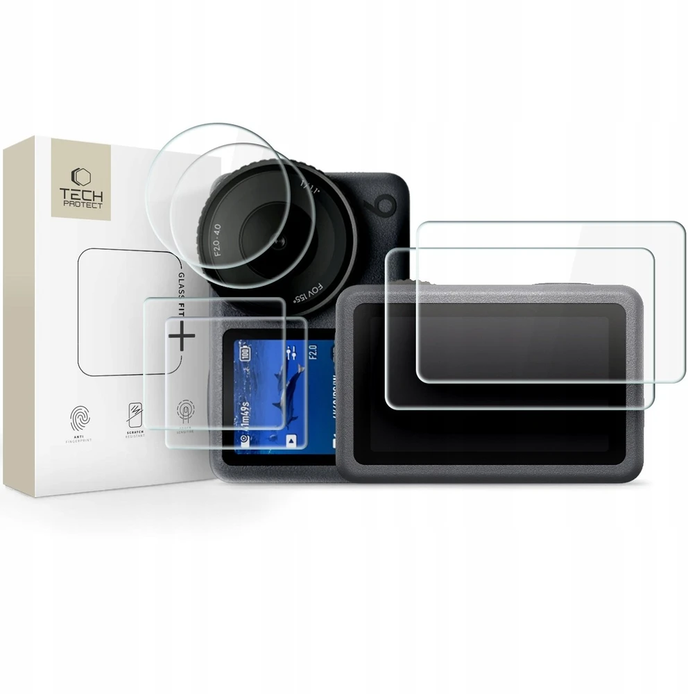 GRŪDINTAS STIKLAS TECH-PROTECT GLASS FIT+ 2-SET DJI OSMO ACTION 6 CLEAR