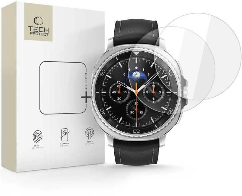 Tech-Protect Glass Fit+ 2-pack apsauginis stiklas skirtas Samsung Galaxy Watch 8 Classic 46 mm – transparent