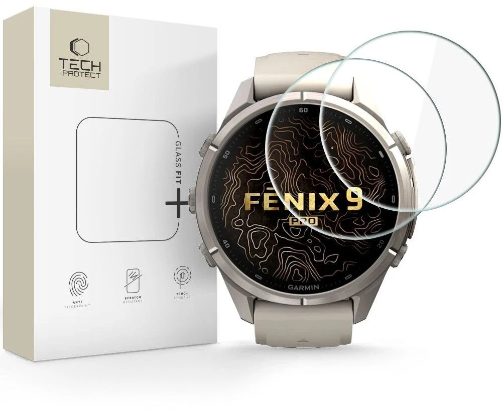 Tech-Protect Glass Fit+ 2 vnt. grūdintas stiklas Garmin Fenix 9 Pro 43mm
