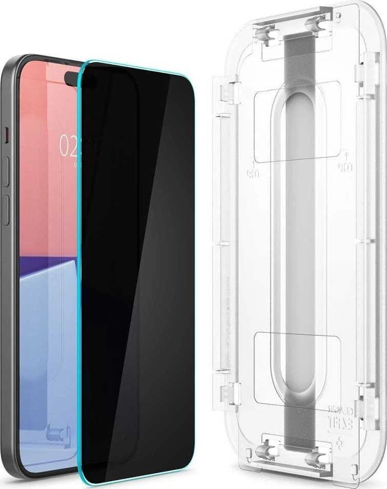 Apsauginis stiklas Spigen Stiklas tR EZ Fit (Privacy) 2-pack, skaidrus - iPhone 15 Pro