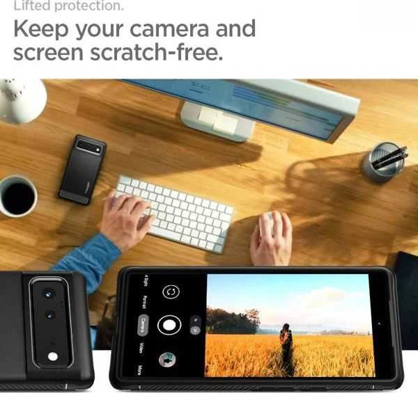 Dėklas Spigen Rugged Armor, juodas - Google Pixel 6