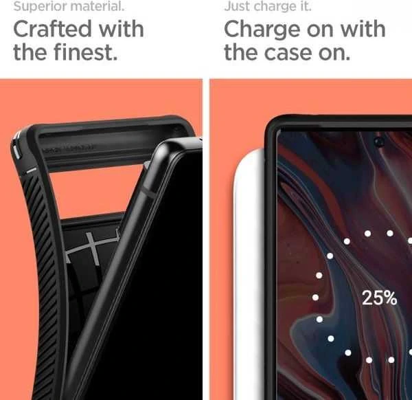 Dėklas Spigen Rugged Armor, juodas - Google Pixel 6