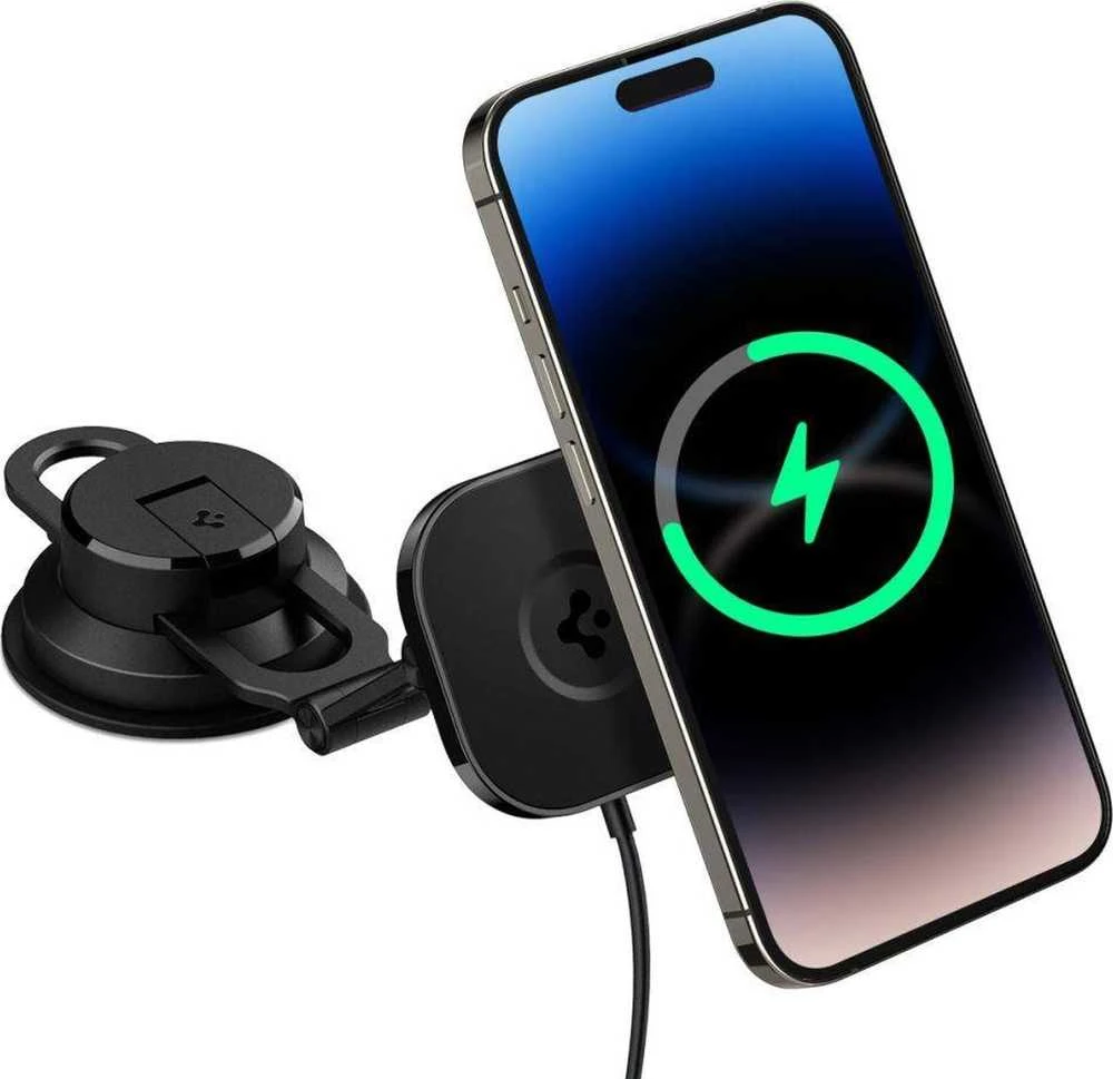Spigen automobilio laikiklis Onetap Pro 3 ITS35W-3 DASH su QI 10W, skirtas iPhone su Magsafe juoda