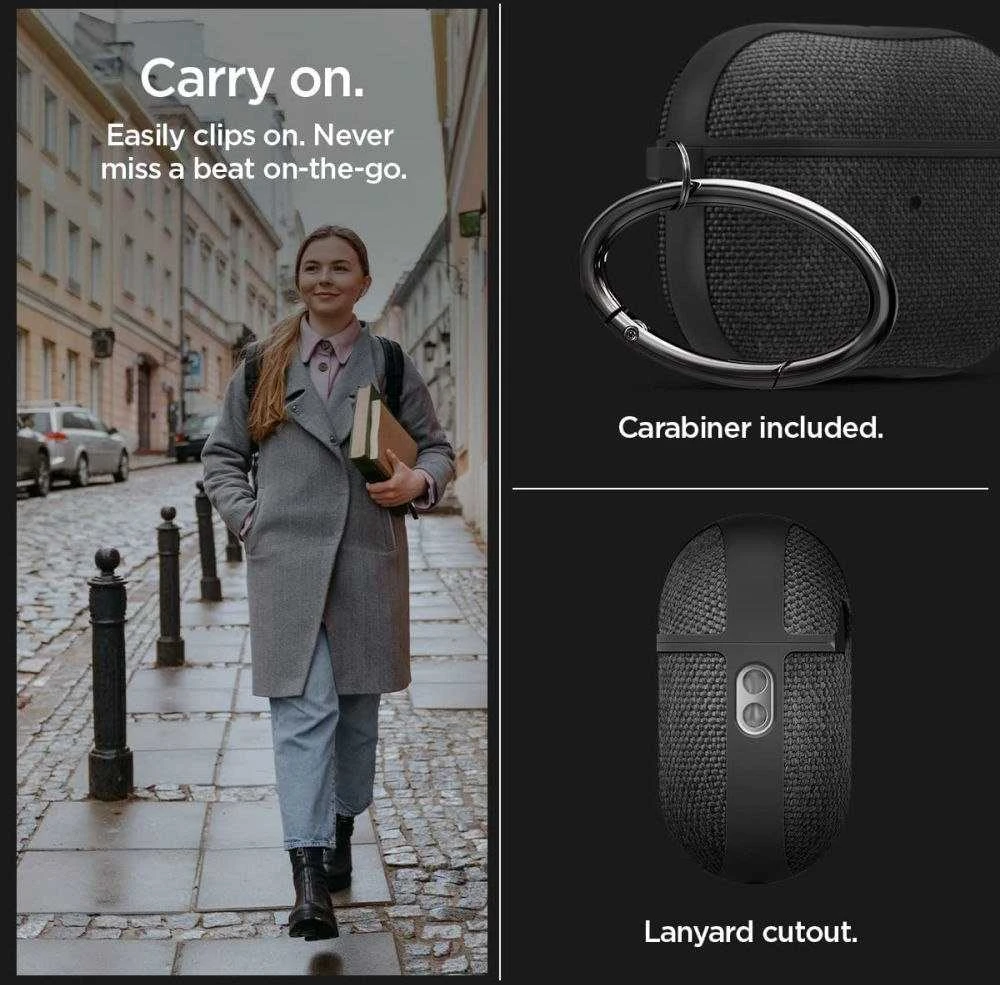 Spigen URBAN FIT Apple AIRPODS PRO 1/2 dėklas ausinėms juodos spalvos