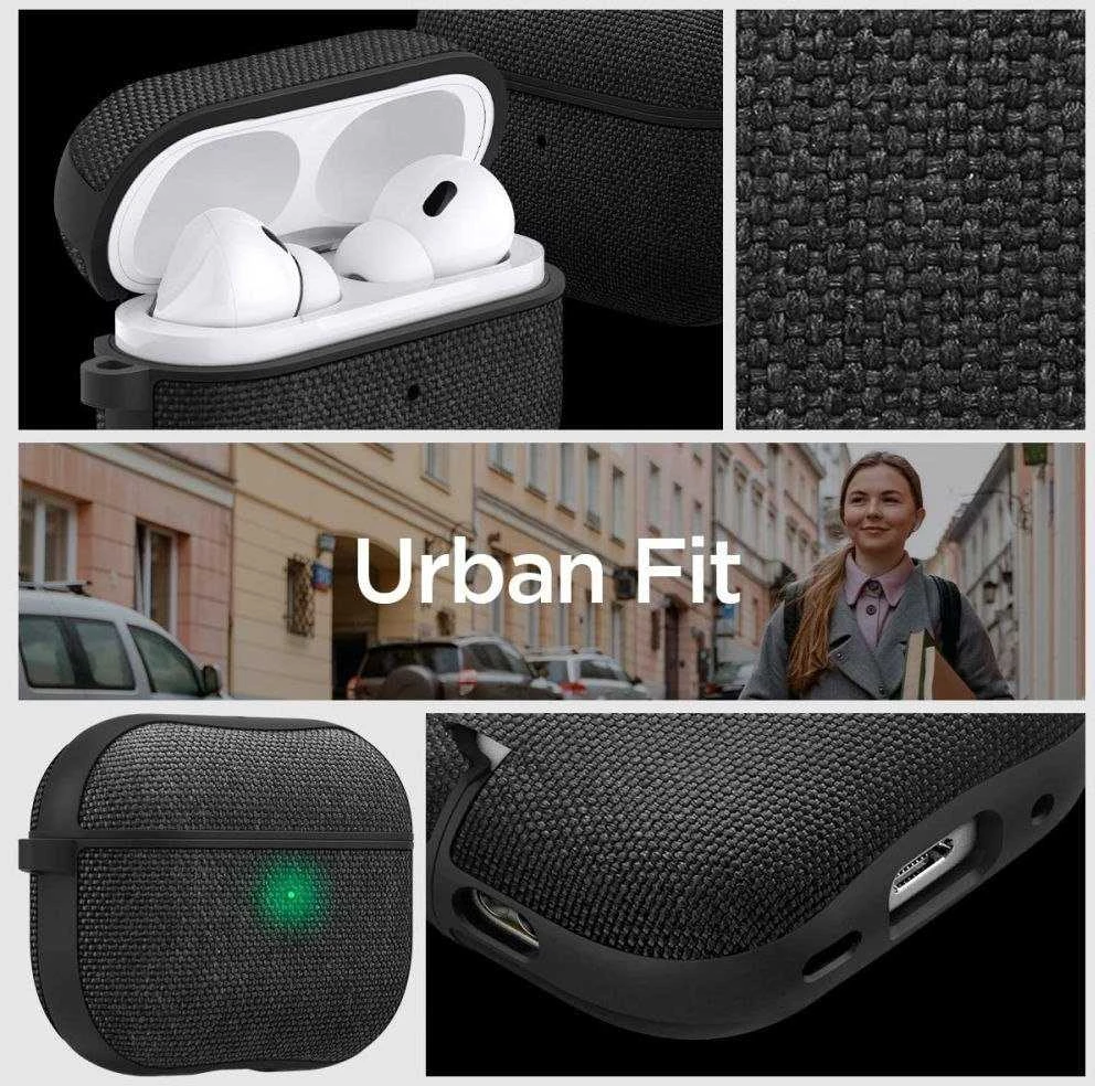 Spigen URBAN FIT Apple AIRPODS PRO 1/2 dėklas ausinėms juodos spalvos