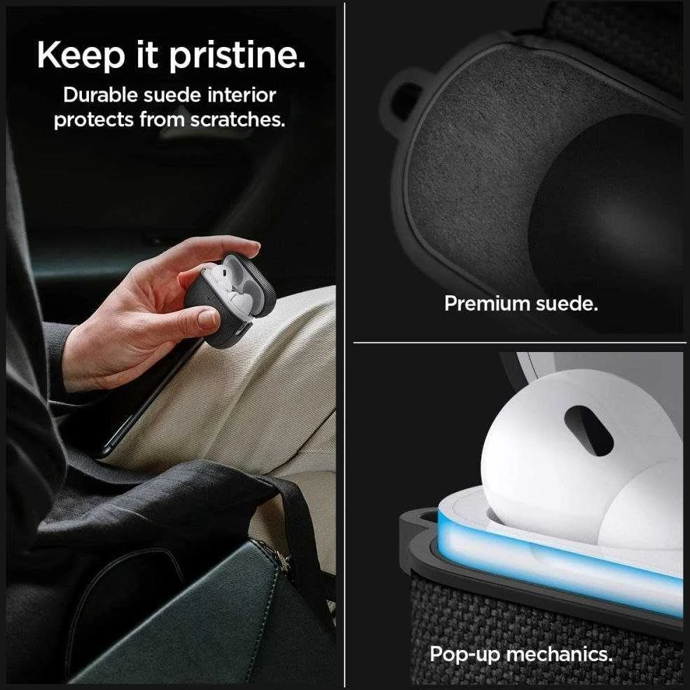 Spigen URBAN FIT Apple AIRPODS PRO 1/2 dėklas ausinėms juodos spalvos
