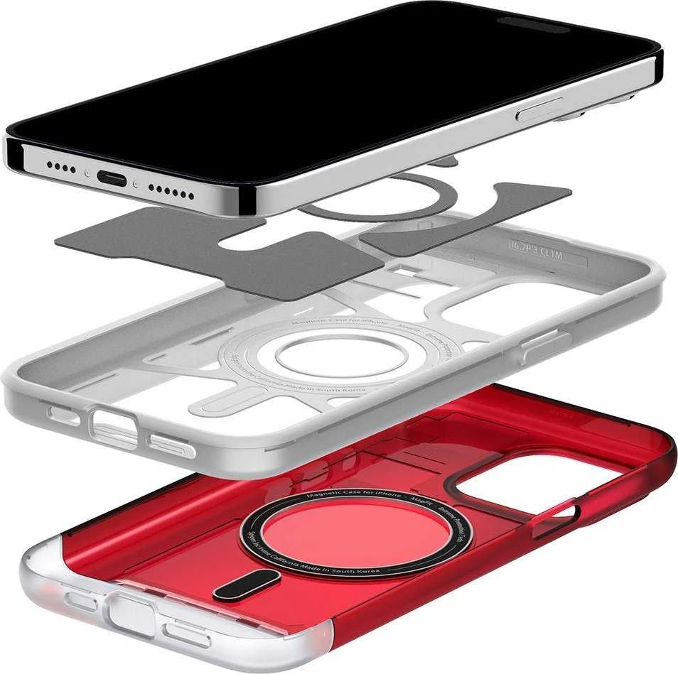 Dėklas Spigen Klasikinis C1 MagSafe, rubinas - iPhone 15 Pro Max