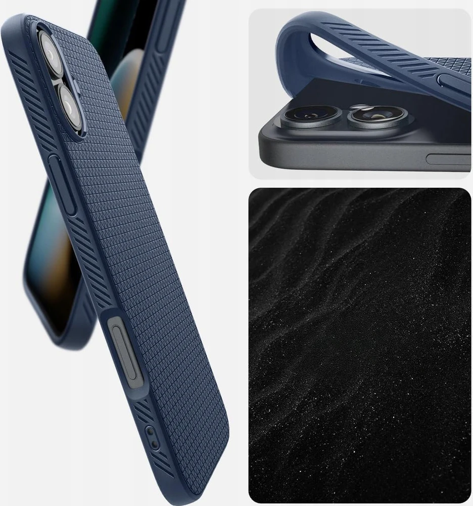 Dėklas Spigen Liquid Air, navy mėlynas - iPhone 16 Plus