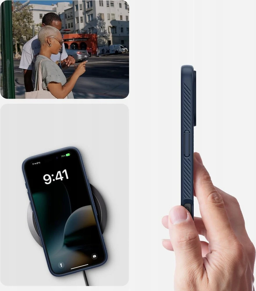 Dėklas Spigen Liquid Air, navy mėlynas - iPhone 16 Plus