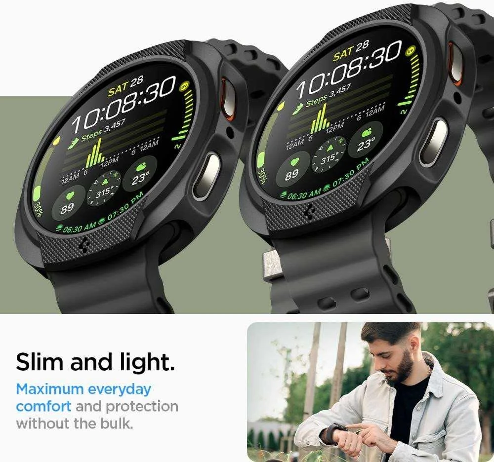 „Spigen Liquid Air“, matinis juodas - „Galaxy Watch 8“ (44 mm)