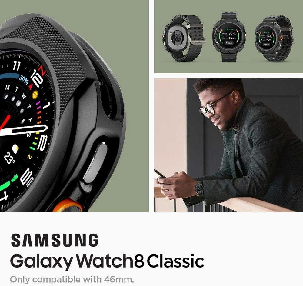 „Spigen Liquid Air“, matinis juodas - „Galaxy Watch 8 Classic“ (46 mm)