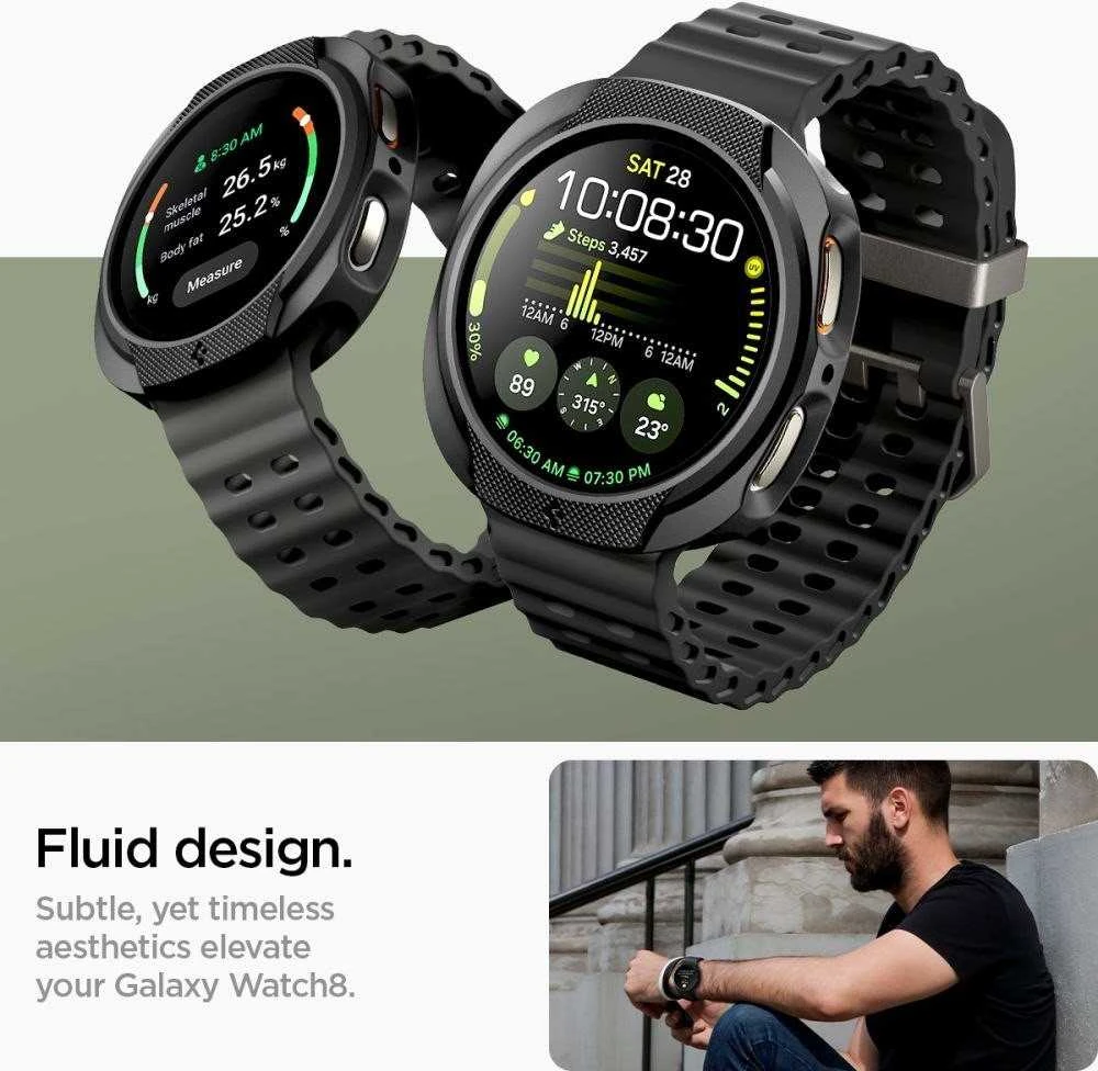 „Spigen Liquid Air“, matinis juodas - „Galaxy Watch 8“ (44 mm)