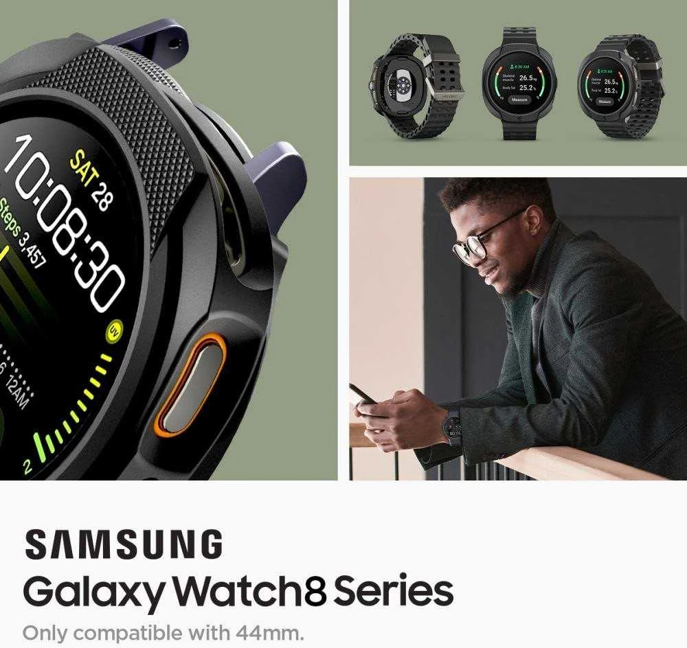 „Spigen Liquid Air“, matinis juodas - „Galaxy Watch 8“ (44 mm)
