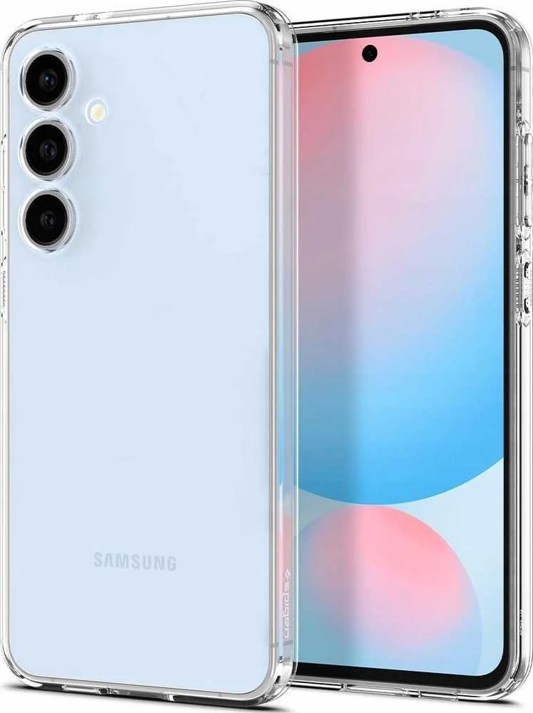 Dėklas Spigen skystųjų kristalų „Samsung Galaxy S25“ – blizgučiai skaidrūs