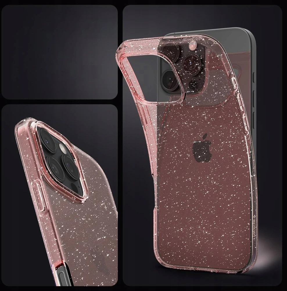 Dėklas Spigen Liquid Crystal Glitter, Rose Quartz - iPhone 16 Pro