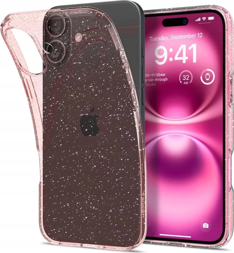 Dėklas Spigen Liquid Crystal Glitter, Rose Quartz - iPhone 16