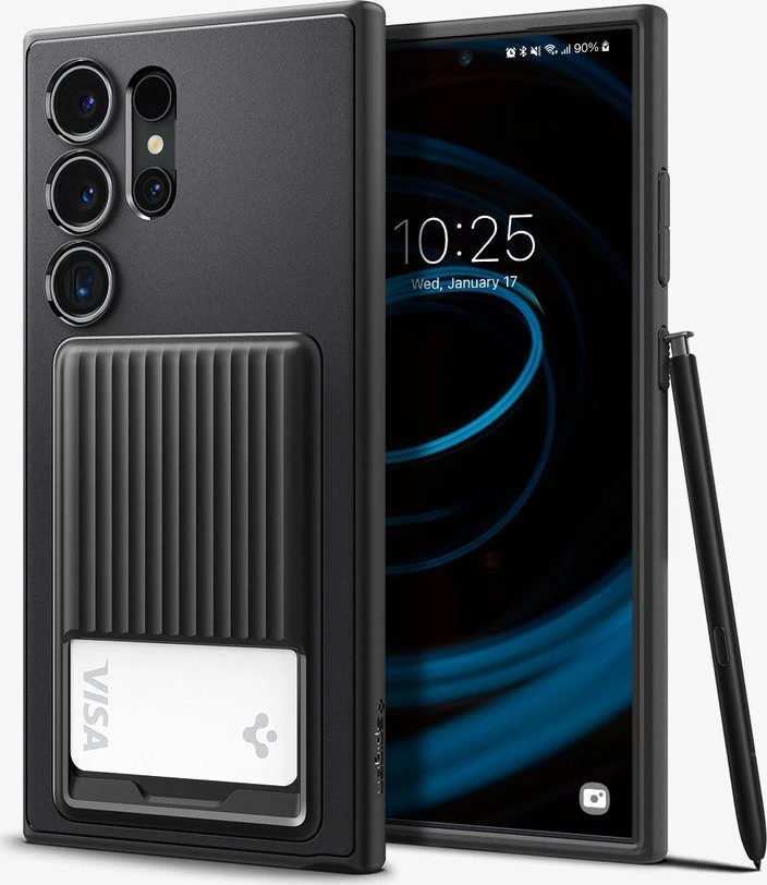 Dėklas Spigen Liquid Slot, matte juodas - Samsung Galaxy S24 Ultra