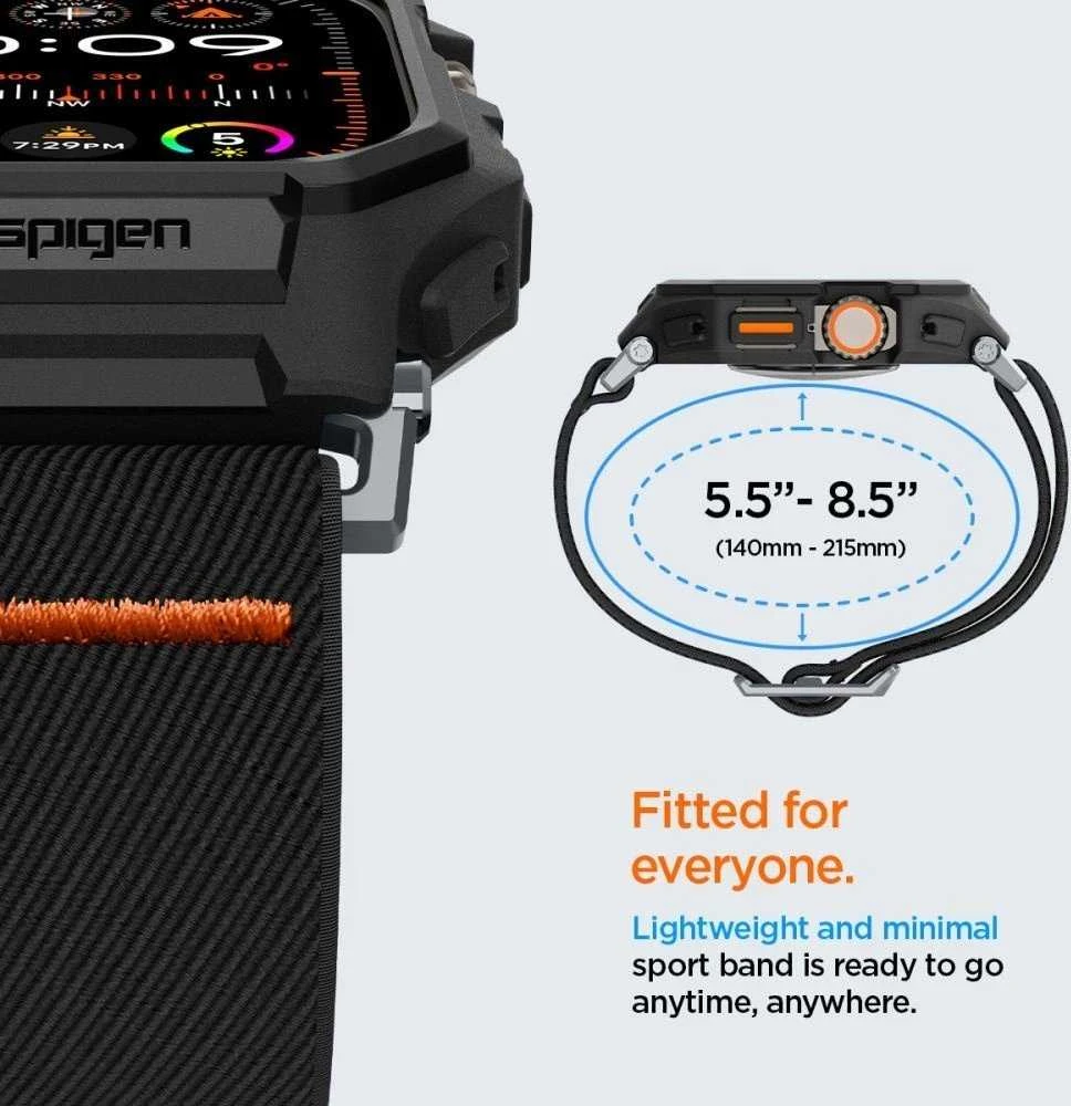 Apple Watch Ultra (49mm) Spigen Lite Fit ”Pro” dėklas laikrodžiui matinės juodos spalvos