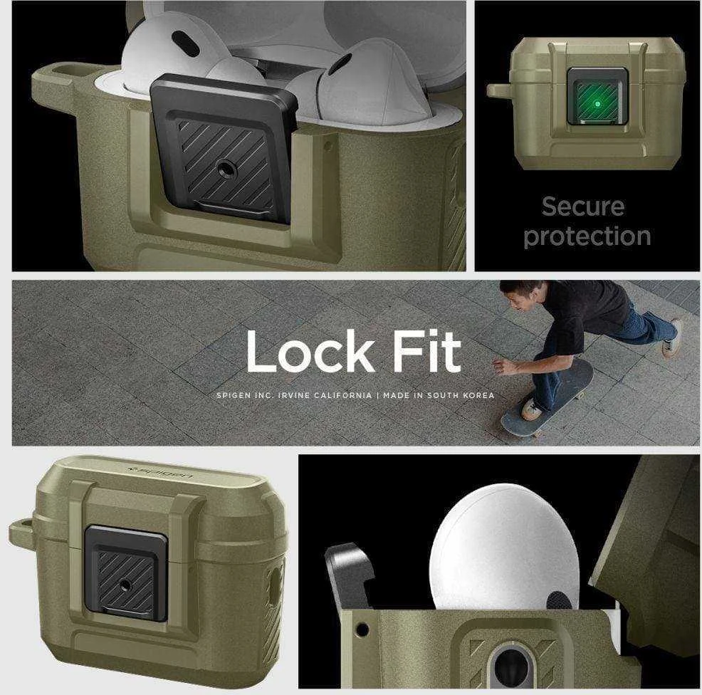 Dėklas Spigen Lock Fit, vintažinė chaki - AirPods Pro 2
