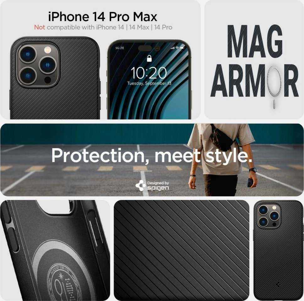 Spigen Mag Armor – dėklas skirtas Apple iPhone 14 Pro Max Juodas