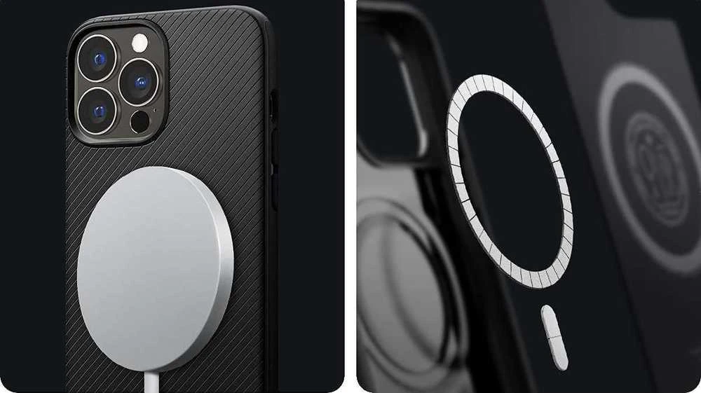 Spigen Armor Magsafe dėklas, skirtas iPhone 13 Pro matte juodos spalvos