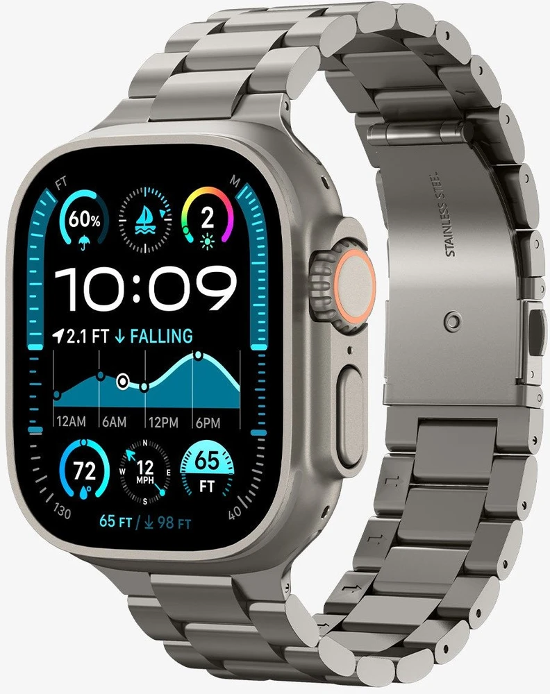 „Spigen Modern Fit“ titano dirželis, natūralus titanas - „Apple Watch 49mm/46mm/45mm/44mm“