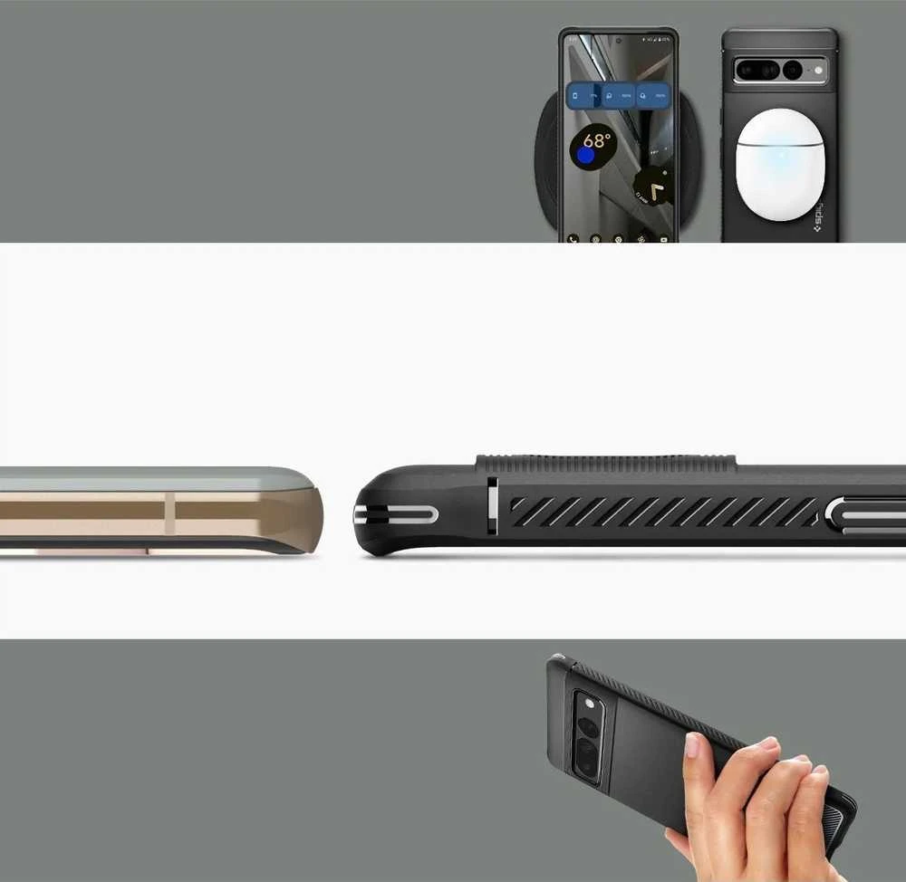 Dėklas Spigen Rugged Armor, juodas - Google Pixel 7 Pro