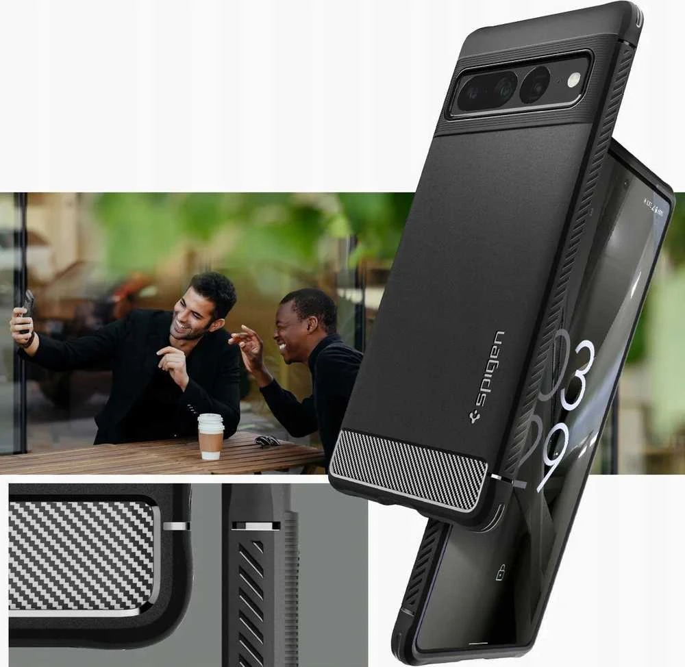 Dėklas Spigen Rugged Armor, juodas - Google Pixel 7 Pro