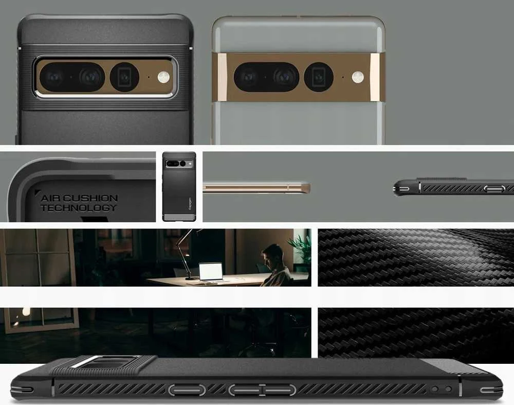Dėklas Spigen Rugged Armor, juodas - Google Pixel 7 Pro