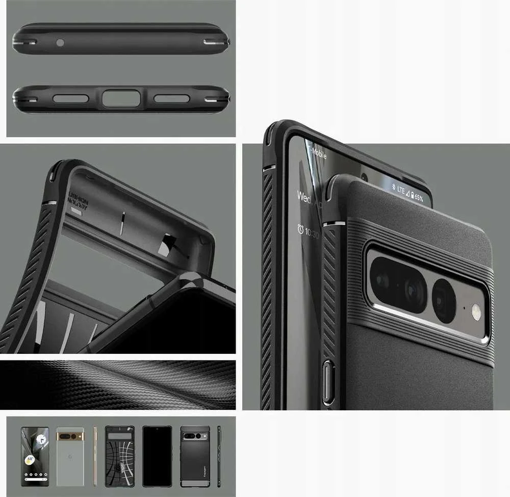 Dėklas Spigen Rugged Armor, juodas - Google Pixel 7 Pro