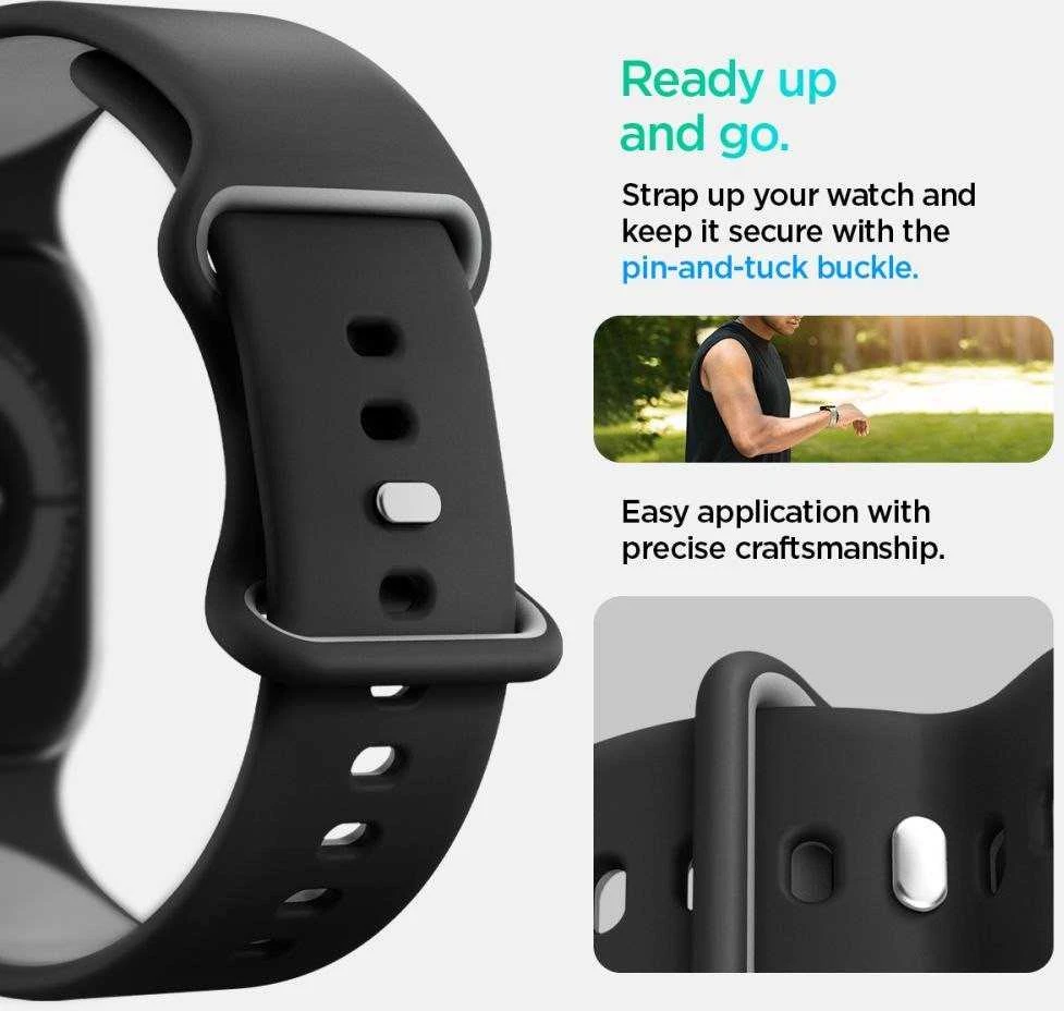 Juoda apyrankė Apple Watch 6 / 7 / 8 / 9 / 10 / SE / Ultra 1 / 2 (44 / 45 / 46 / 49 mm) laikrodžiui „Spigen Nano Pop”
