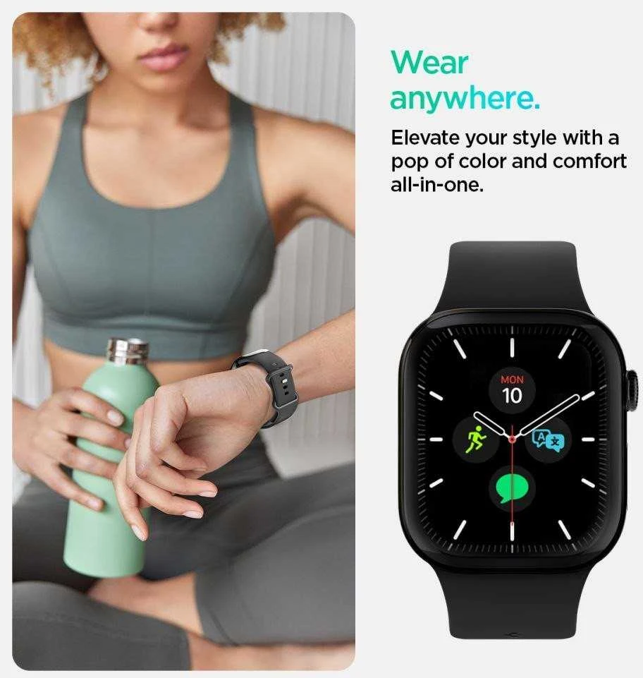 Juoda apyrankė Apple Watch 6 / 7 / 8 / 9 / 10 / SE / Ultra 1 / 2 (44 / 45 / 46 / 49 mm) laikrodžiui „Spigen Nano Pop”