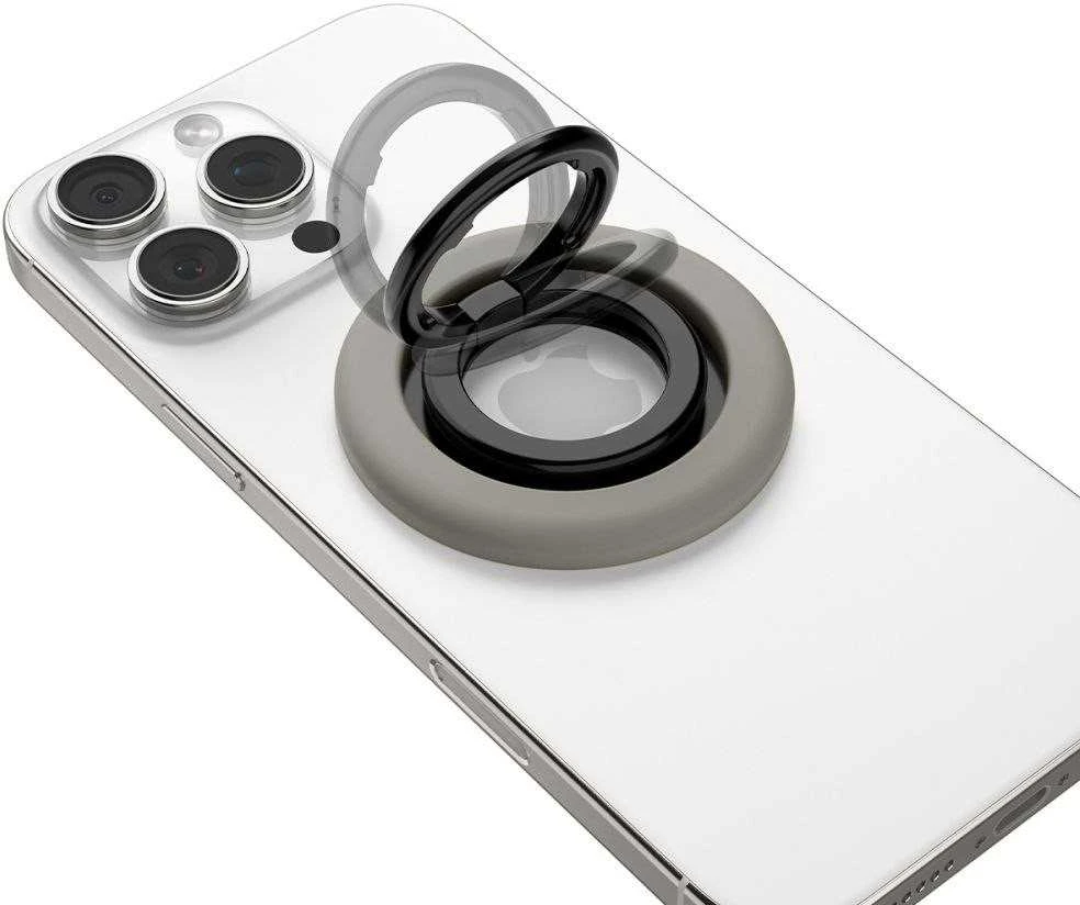 Pilkas magsafe žiedas telefonui su laikikliu pirštui „Spigen Nano Pop Magsafe”