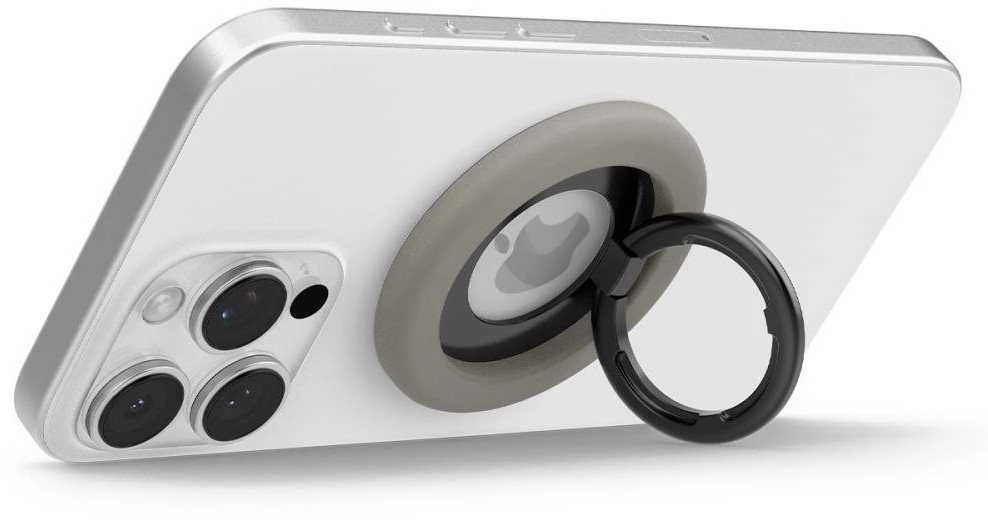 Pilkas magsafe žiedas telefonui su laikikliu pirštui „Spigen Nano Pop Magsafe”