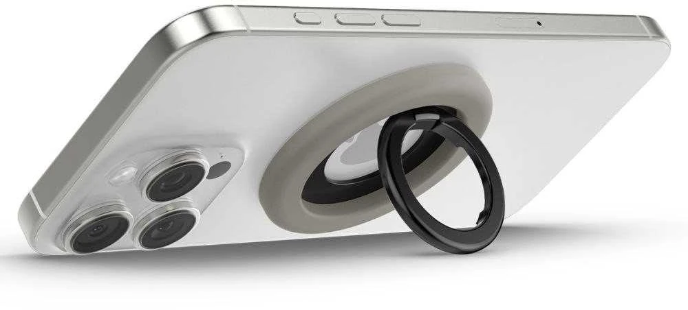 Pilkas magsafe žiedas telefonui su laikikliu pirštui „Spigen Nano Pop Magsafe”