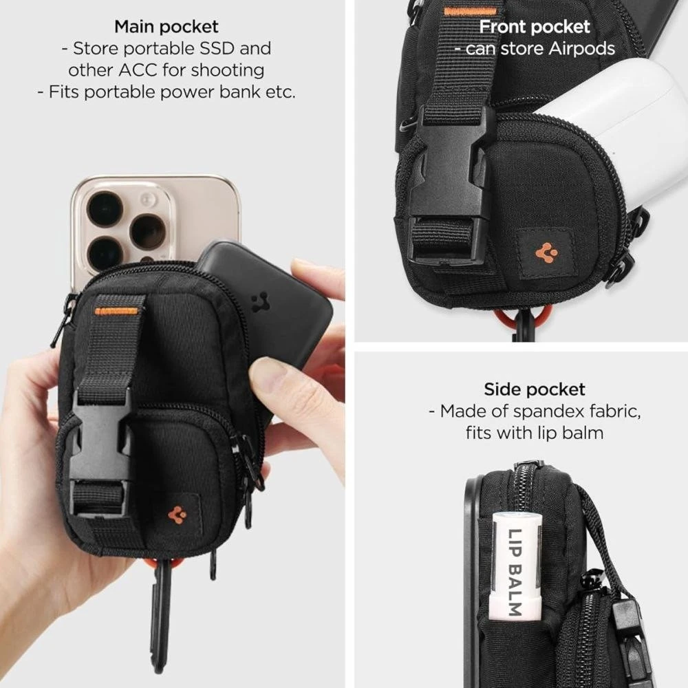 Spigen nešiojamas dėklas-organizeris SnapZip MagSafe, juodas