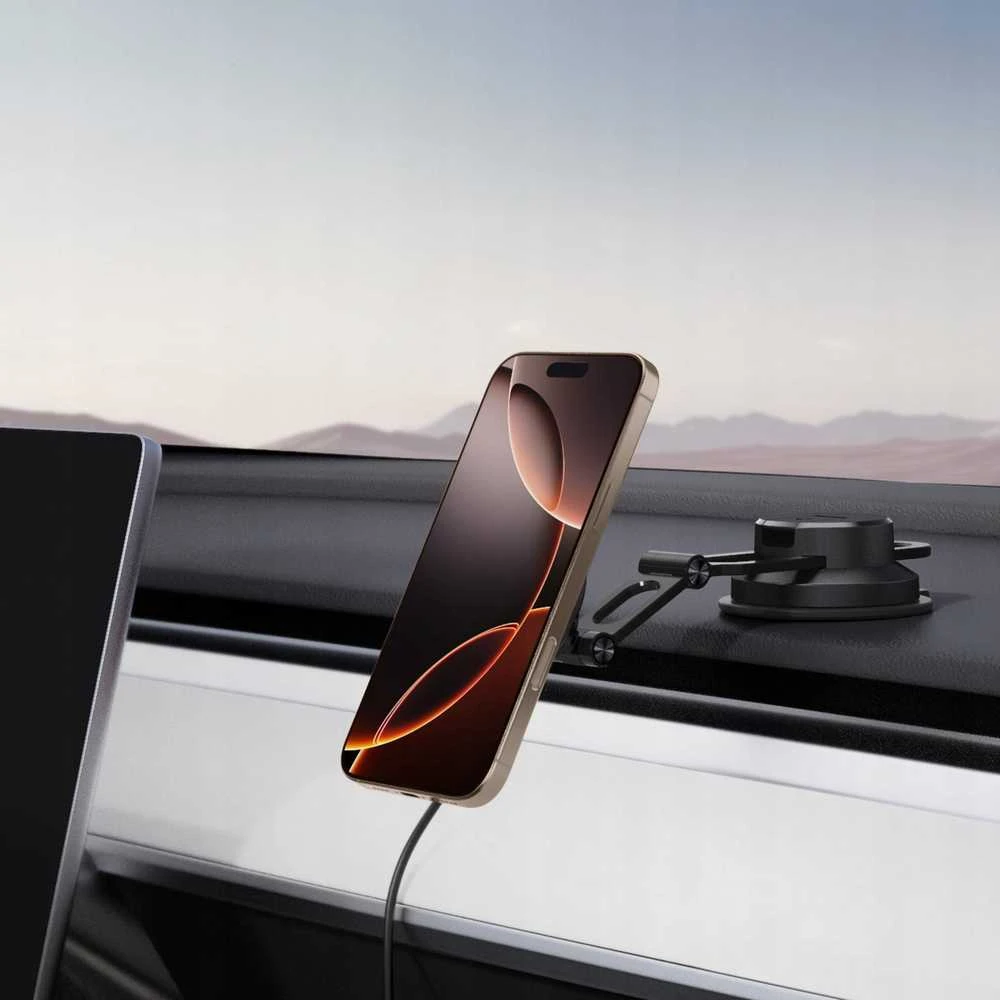 „Spigen OneTap Pro 4 MagSafe“ automobilinis įkroviklis, juodas - belaidis / prietaisų skydelio / priekinio stiklo laikiklis