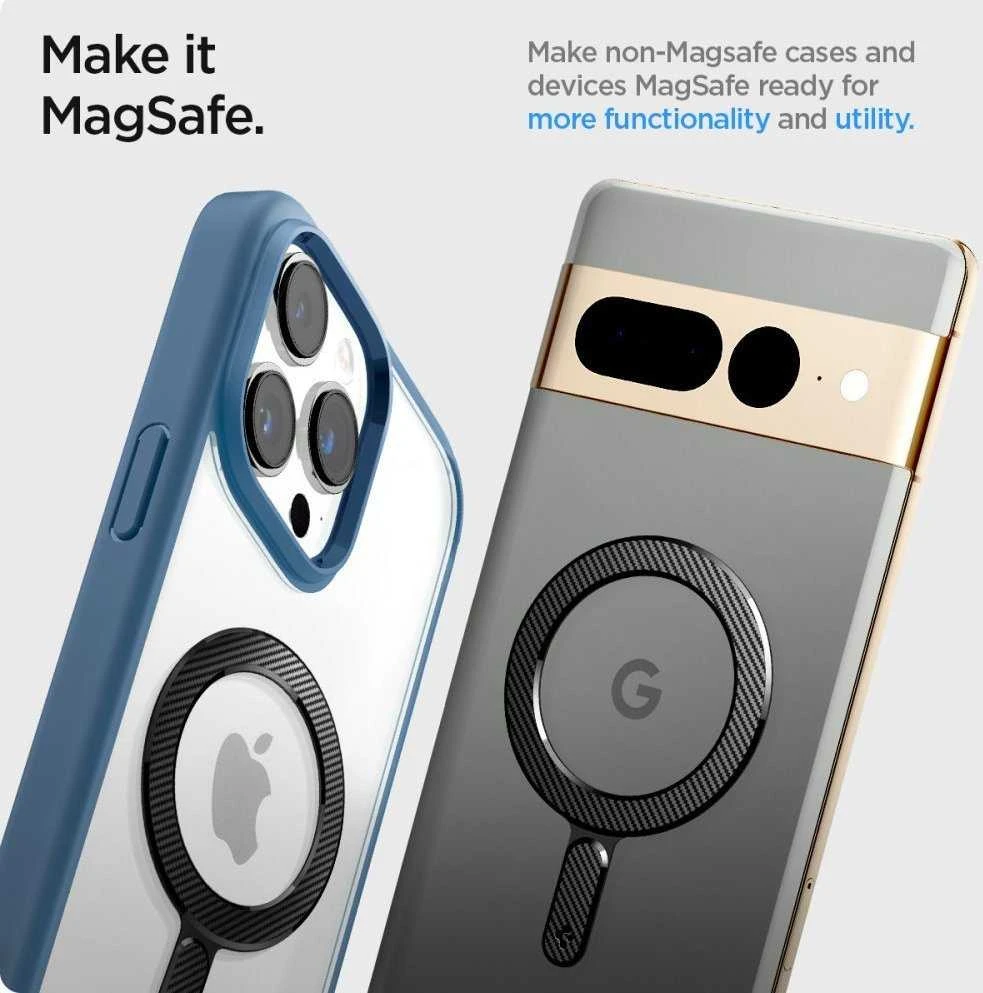 Dėklas Spigen OneTap Ring magnetinė plokštelė, anglies raštas