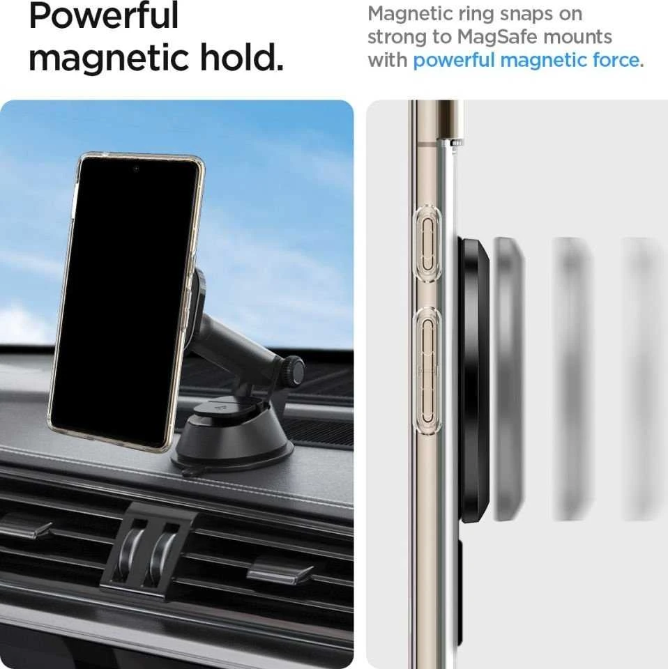 Dėklas Spigen OneTap Ring magnetinė plokštelė, anglies raštas