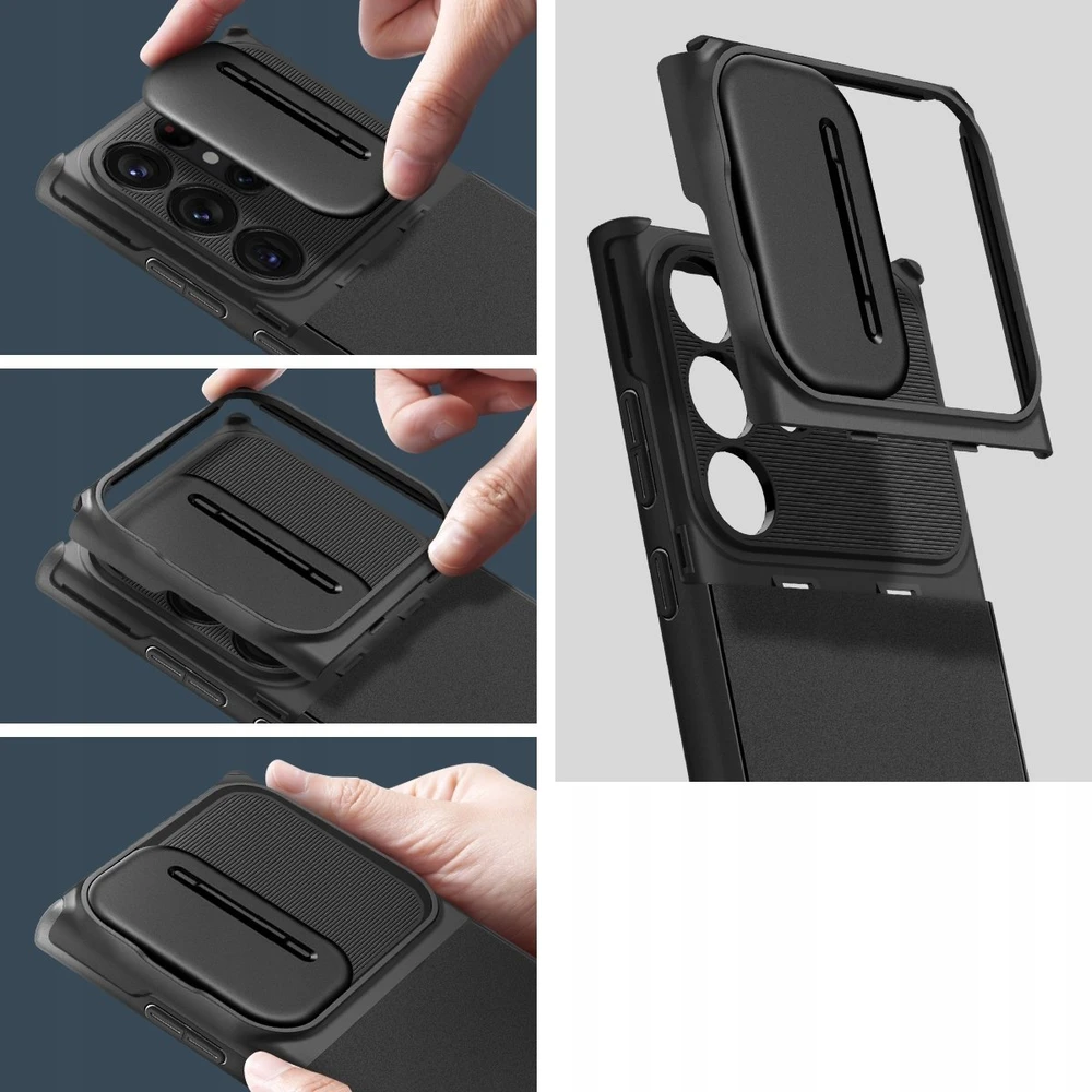 Spigen Optik Armor dėklas skirtas Samsung Galaxy S26 Ultra – juodos spalvos