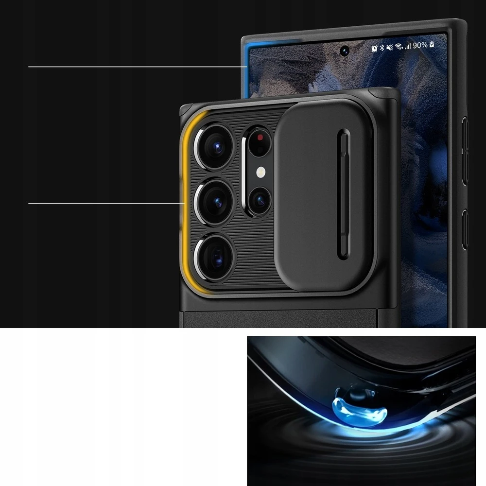 Spigen Optik Armor dėklas skirtas Samsung Galaxy S26 Ultra – juodos spalvos