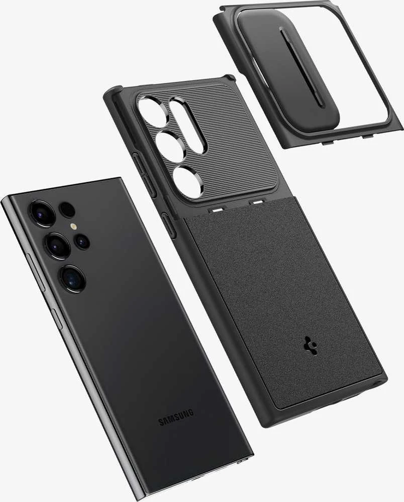 Samsung Galaxy S24 Ultra Spigen Optik Armor dėklas telefonui juodos spalvos
