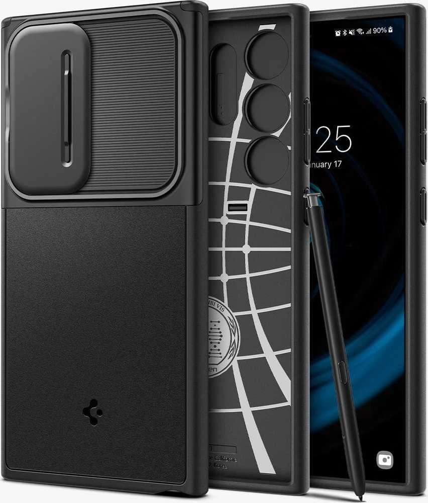 Samsung Galaxy S24 Ultra Spigen Optik Armor dėklas telefonui juodos spalvos