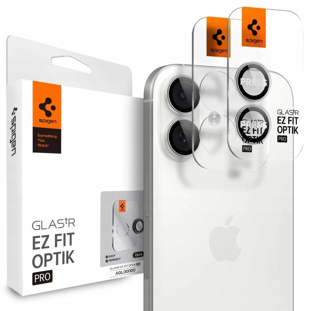 Spigen Optik Pro GLAS.TR ”EZ FIT” Camera Cover 2-pack for iPhone 16 / 16 Plus / 17 - Sidabrinis
