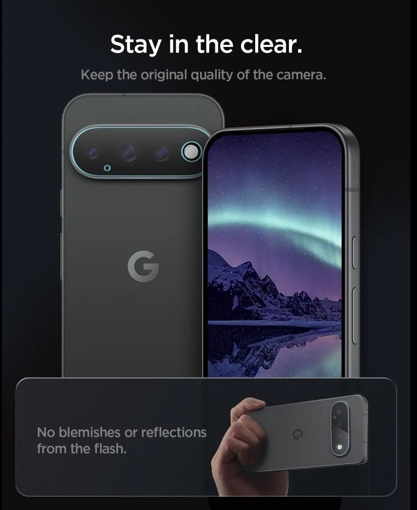Spigen OPTIK PRO GLAS.TR EZ FIT KAMEROS APSAUGA 2-PACK GOOGLE PIXEL 11 PRO XL SKAIDRI