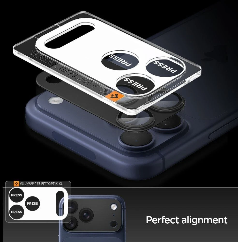 Spigen Glass tR EZ Fit Optik Pro XL 1 Pack, juodas - iPhone 17 Pro Max