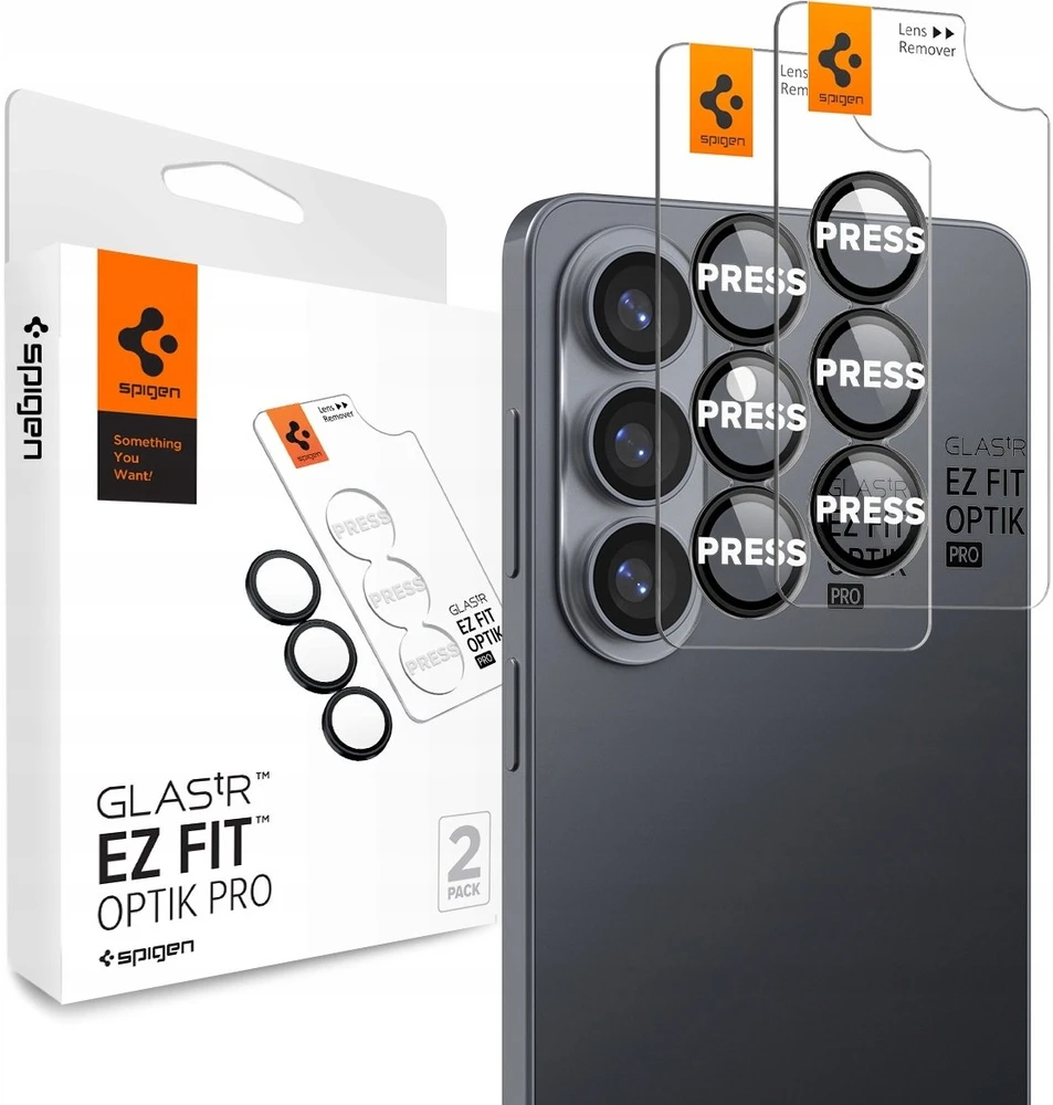 Spigen Glas.Tr Ez Fit Optik Pro HD Kamera Cover 2-pack skirtas Samsung Galaxy S26 – Juodas